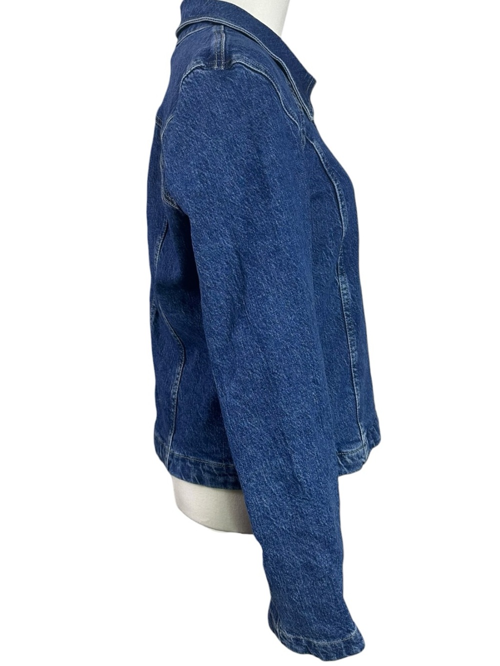 Free People Retro Y2K 90s Double Zip River Denim Jean Jacket in Blue NWT Large - Picture 7 of 11